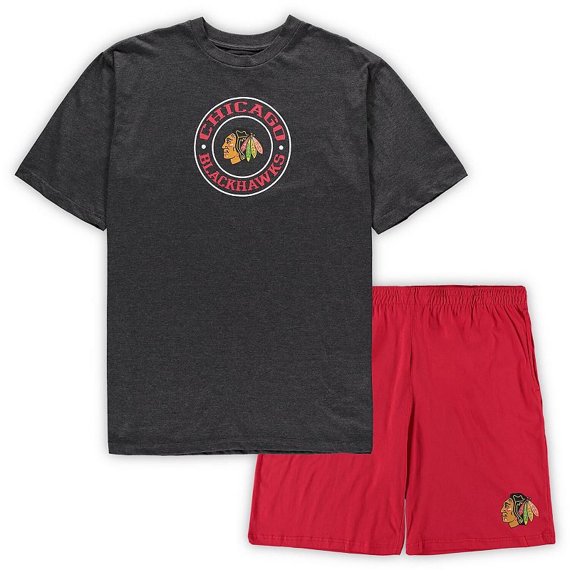Mens Concepts Sport Red/Heathered Charcoal Chicago Blackhawks Big & Tall T