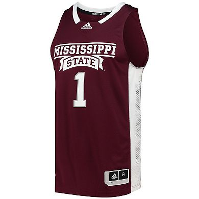 Men's adidas #1 Maroon Mississippi State Bulldogs Team Swingman Basketball Jersey