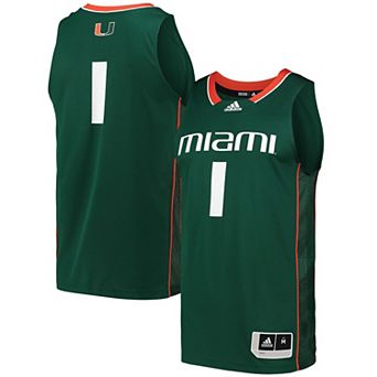 Men's adidas #1 Green Miami Hurricanes Swingman Basketball Jersey