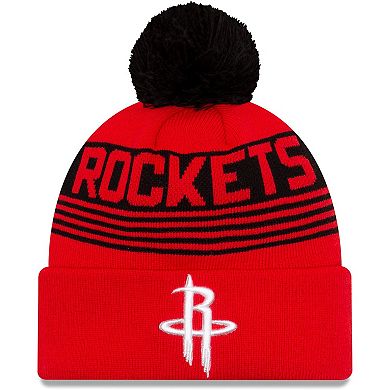 Men's New Era Red Houston Rockets Proof Cuffed Knit Hat with Pom