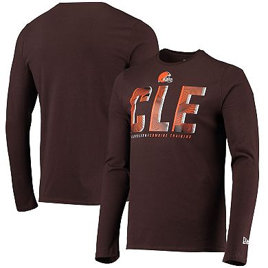 Men's New Era Brown Cleveland Browns Combine Authentic Static Abbreviation Long Sleeve T-Shirt