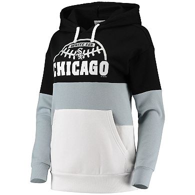 Women's G-III Sports by Carl Banks Black/Gray Chicago White Sox Block and Tackle Colorblock Pullover Hoodie