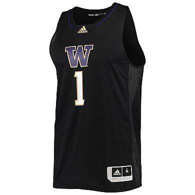Men's adidas #1 Black Washington Huskies Swingman Basketball Jersey