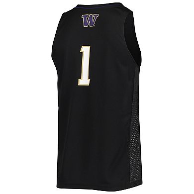 Men's adidas #1 Black Washington Huskies Swingman Basketball Jersey