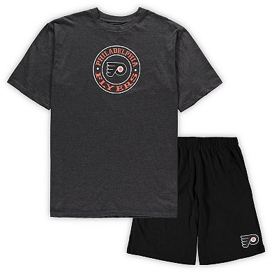 Men's Concepts Sport Black/Heathered Charcoal Philadelphia Flyers Big & Tall T-Shirt & Shorts Sleep Set