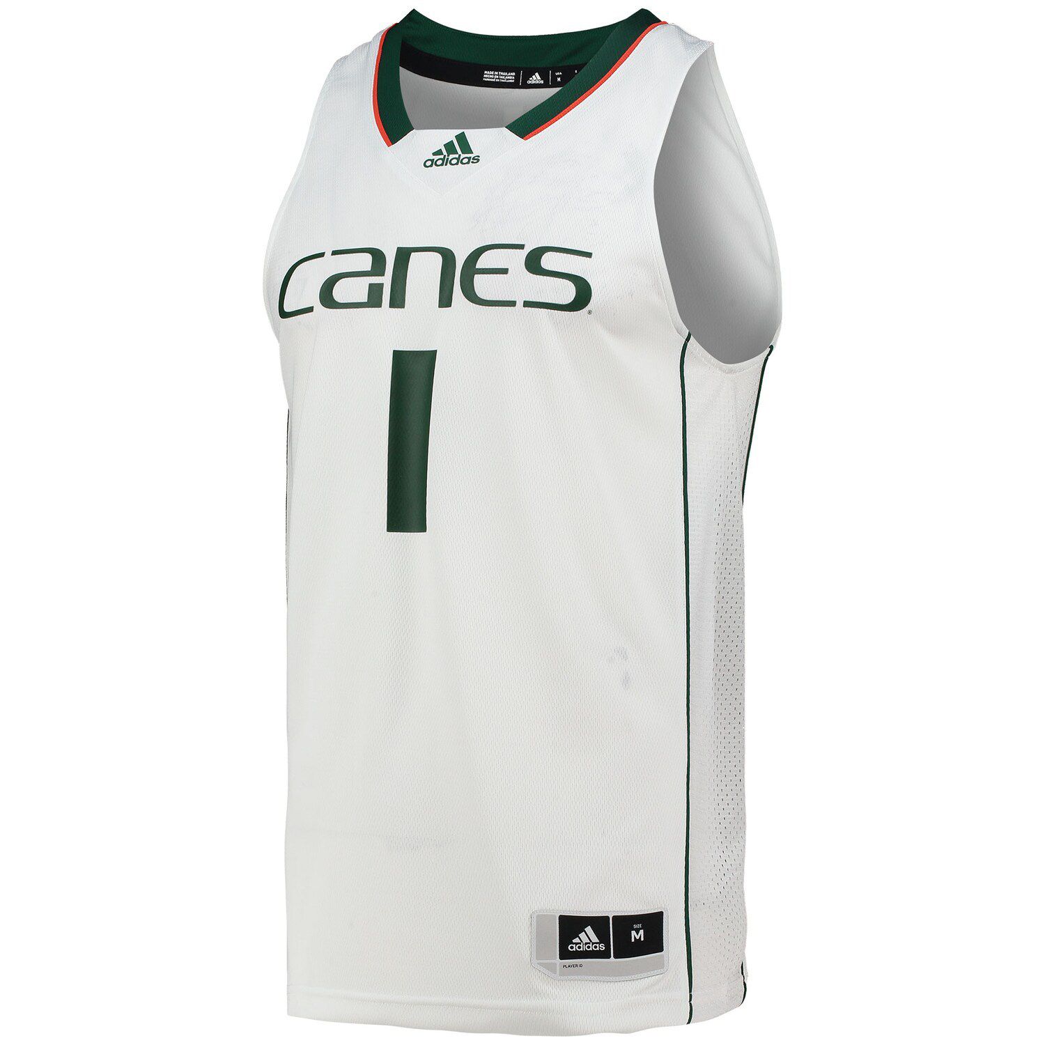 Men's Adidas #1 White Miami Hurricanes Team Swingman Basketball Jersey