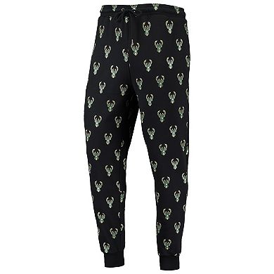 The Wild Collective Black Milwaukee Bucks Allover Logo Jogger Pants