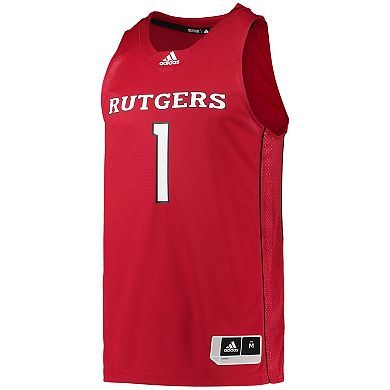 Men's adidas #1 Scarlet Rutgers Scarlet Knights Team Swingman Basketball Jersey