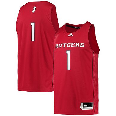 Men's adidas #1 Scarlet Rutgers Scarlet Knights Team Swingman Basketball Jersey
