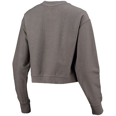 Women's League Collegiate Wear Graphite Clemson Tigers Classic Corded Timber Crop Pullover Sweatshirt