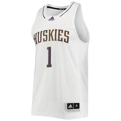 Men's adidas #1 White Washington Huskies Swingman Basketball Jersey