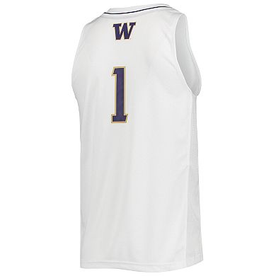Men's adidas #1 White Washington Huskies Swingman Basketball Jersey