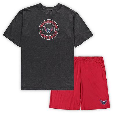 Men's Concepts Sport Red/Heathered Charcoal Washington Capitals Big & Tall T-Shirt & Shorts Sleep Set