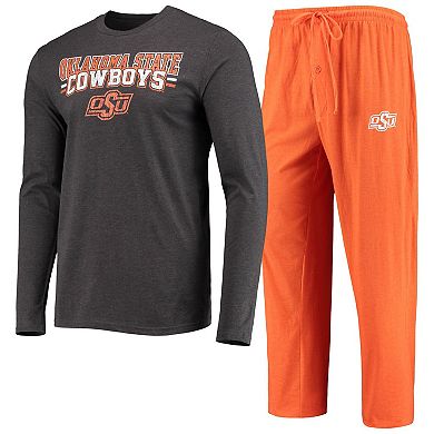 Men's Concepts Sport Orange/Heathered Charcoal Oklahoma State Cowboys Meter Long Sleeve T-Shirt & Pants Sleep Set