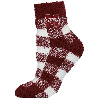 Women's ZooZatz Mississippi State Bulldogs Fuzzy Buffalo Checkered Ankle Socks