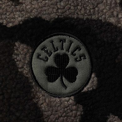 Women's The Wild Collective Black Boston Celtics Camo Sherpa Full-Zip Bomber Jacket