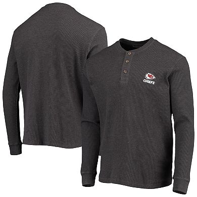 Men's Dunbrooke Heathered Gray Kansas City Chiefs Logo Maverick Thermal Henley Long Sleeve T-Shirt