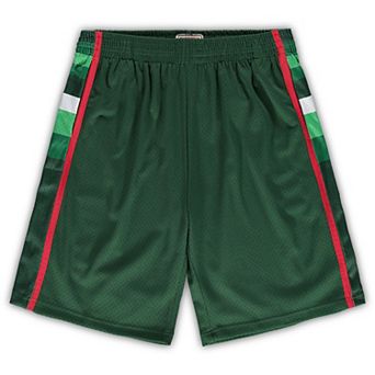 Men's Mitchell & Ness Hunter Green Milwaukee Bucks Big & Tall Hardwood Classics Team Swingman Shorts