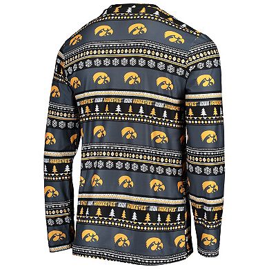 Men's Concepts Sport Black Iowa Hawkeyes Ugly Sweater Long Sleeve T-Shirt and Pants Sleep Set
