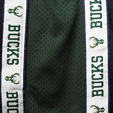 Men's Fanatics Branded Navy/Hunter Green Milwaukee Bucks Big & Tall Tape Mesh Shorts