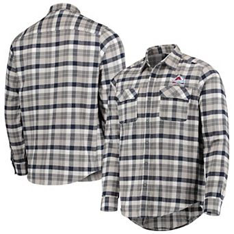 Men's Antigua Navy/Gray Colorado Avalanche Ease Plaid Button-Up Long Sleeve Shirt