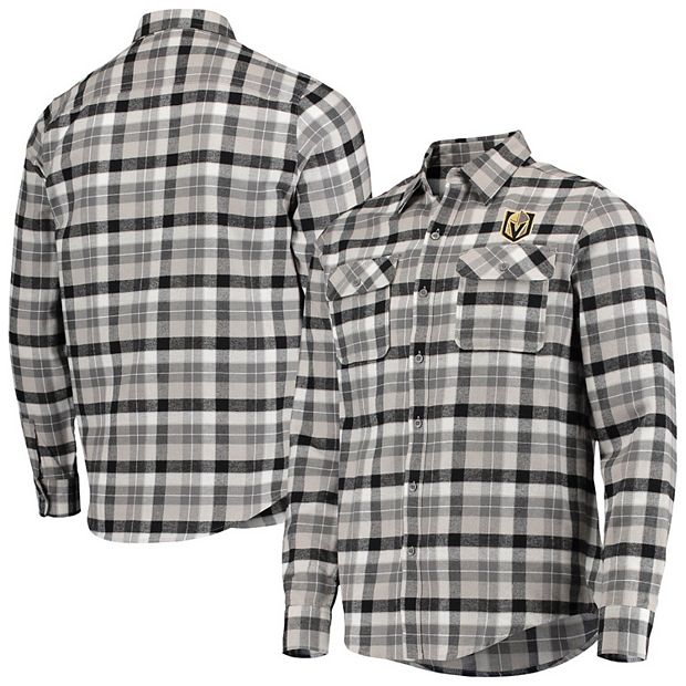 Men's Antigua Black/Gray Nashville Predators Ease Plaid Button-Up Long Sleeve Shirt