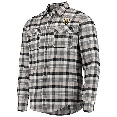 Men's Antigua Black/Gray Vegas Golden Knights Ease Plaid Button-Up Long Sleeve Shirt