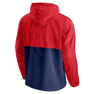 Men's Fanatics Branded Red/Navy Washington Capitals Thrill Seeker Anorak Half-Zip Jacket