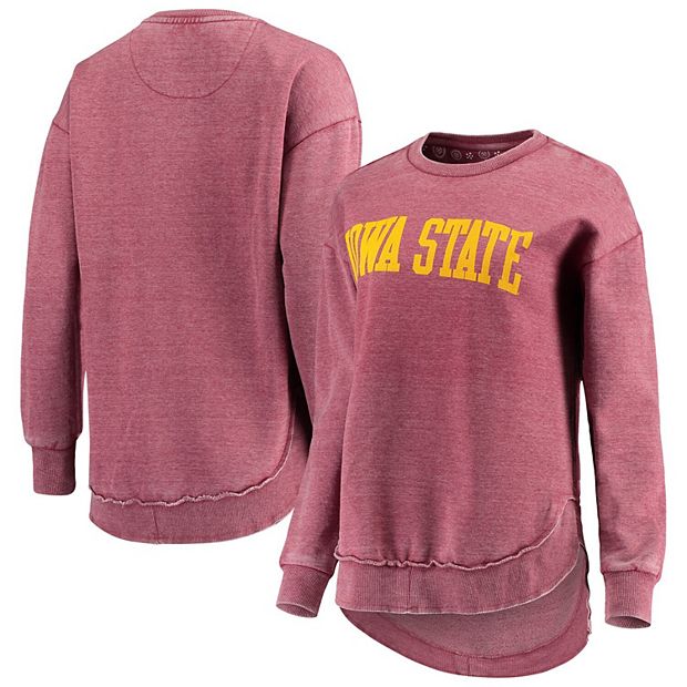 Women s Pressbox Cardinal Iowa State Cyclones Vintage Wash Pullover Sweatshirt