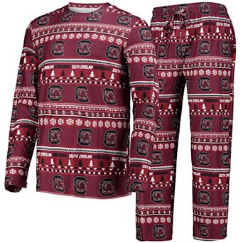Men's Concepts Sport Garnet South Carolina Gamecocks Ugly Sweater Long Sleeve T-Shirt and Pants Sleep Set