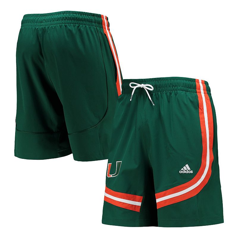 Mens adidas Green Miami Hurricanes Swingman Basketball AEROREADY Shorts, S