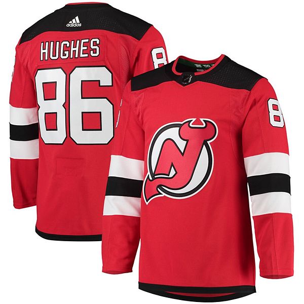 Men's adidas Jack Hughes Red New Jersey Devils Home Primegreen ...