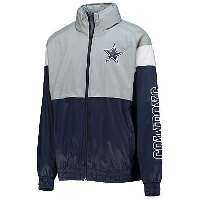 Youth Silver/Navy Dallas Cowboys Goal Line Stance Full-Zip Hoodie ...