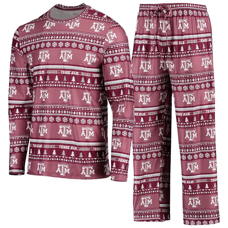 Mens Concepts Sport Maroon Texas A&M Aggies Ugly Sweater Long Sleeve T-Shi