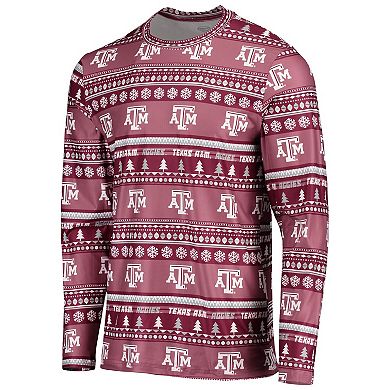 Men's Concepts Sport Maroon Texas A&M Aggies Ugly Sweater Long Sleeve T-Shirt and Pants Sleep Set