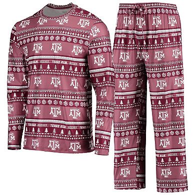 Men's Concepts Sport Maroon Texas A&M Aggies Ugly Sweater Long Sleeve T-Shirt and Pants Sleep Set