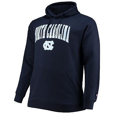 Men's Champion Navy North Carolina Tar Heels Big & Tall Arch Over Logo Powerblend Pullover Hoodie