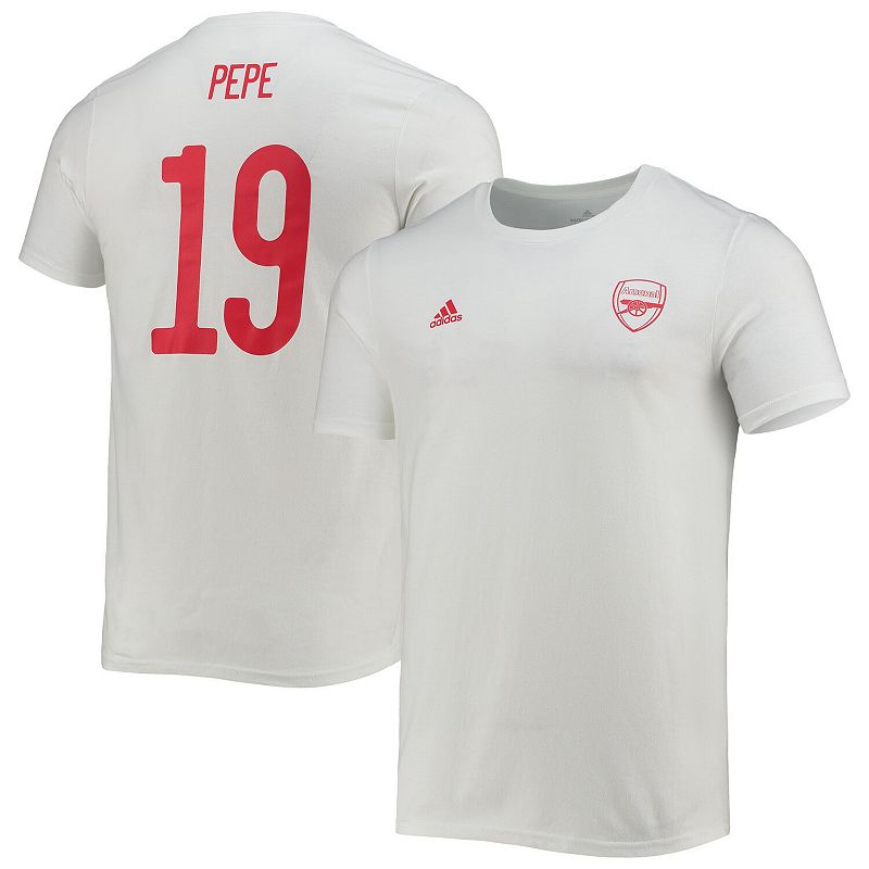Mens adidas Nicolas Pepe White Arsenal Amplifier Name & Number T-Shirt, Si