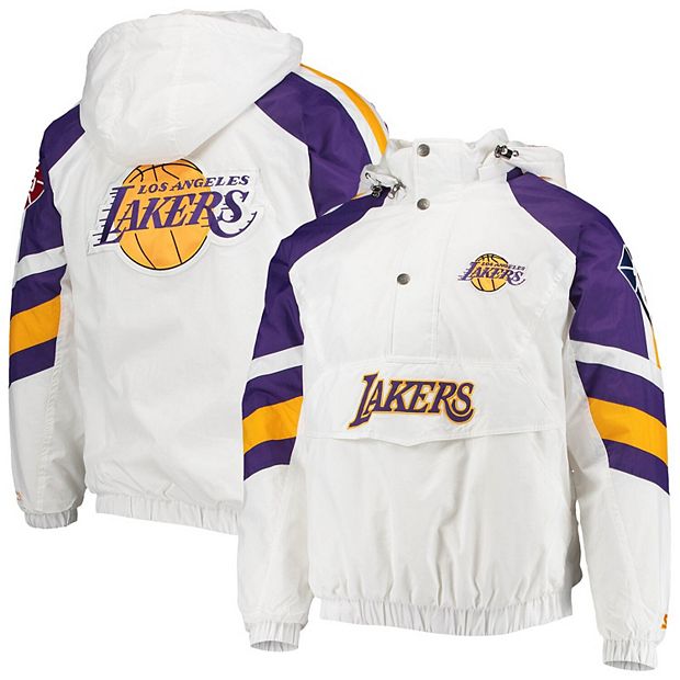 Men's Starter White/Purple Los Angeles Lakers The Pro III Quarter-Zip  Hoodie Jacket