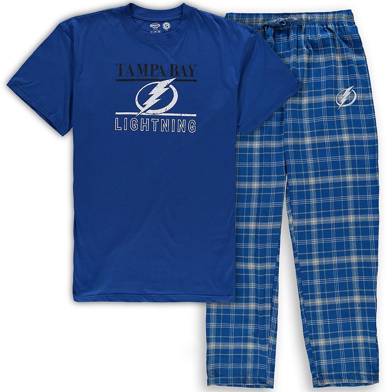 Mens Concepts Sport Blue Tampa Bay Lightning Big & Tall Lodge T-Shirt & Pa