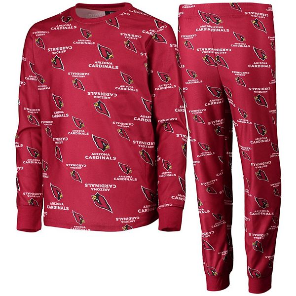 Youth Cardinal Arizona Cardinals Allover Print Long Sleeve T-Shirt & Pants - Sleep Set Size: Extra Large