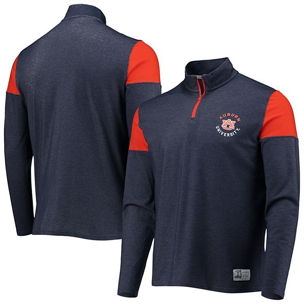 Men s Under Armour Navy Auburn Tigers Gameday Tri Blend Quarter Zip Jacket