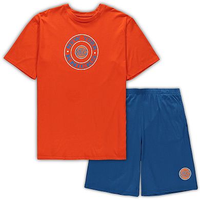 Men's Concepts Sport Orange/Blue New York Knicks Big & Tall T-Shirt & Shorts Sleep Set