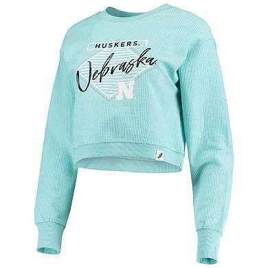 Women's League Collegiate Wear Light Blue Nebraska Huskers Corded Timber Crop Pullover Sweatshirt