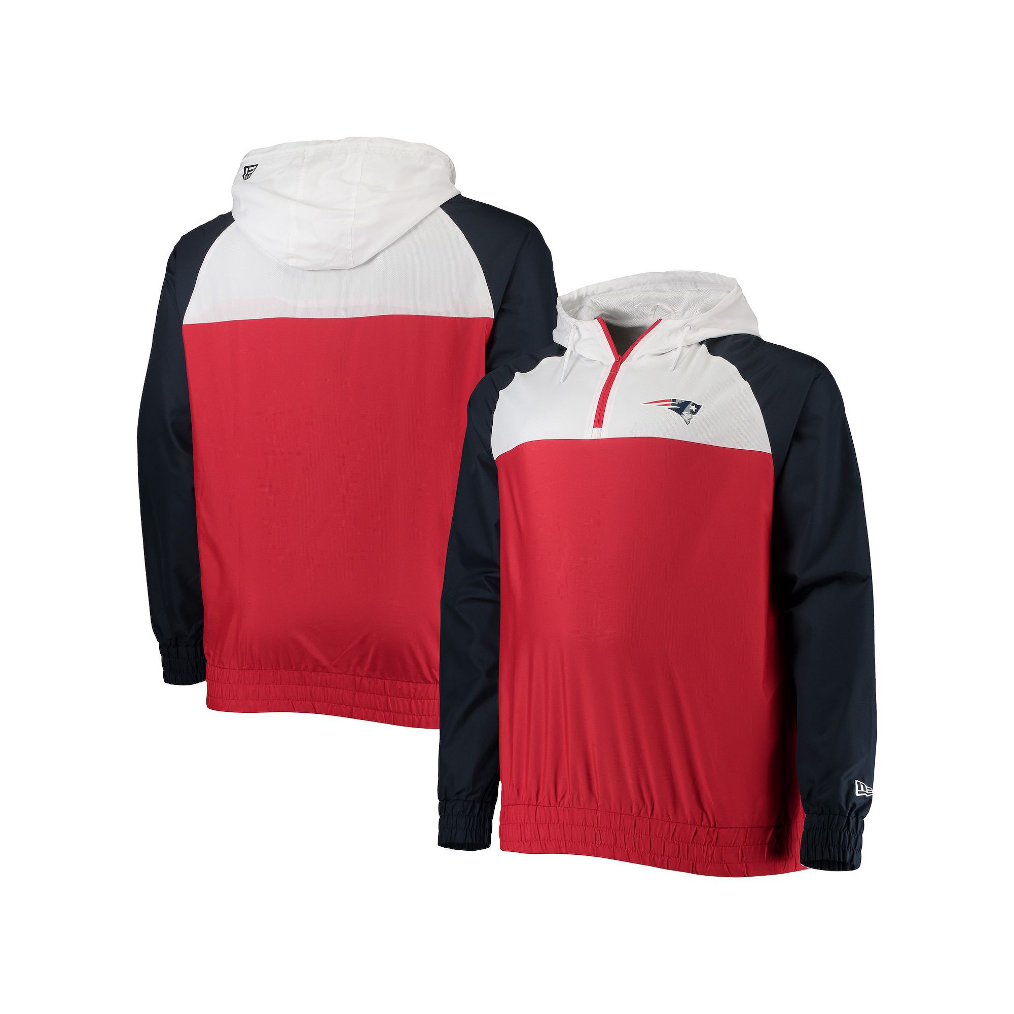 Mens New Era Red/Navy New England Patriots Big & Tall League Raglan Quarte