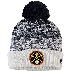 Girls Youth New Era Cream Denver Broncos Frost Knit Beanie with Pom