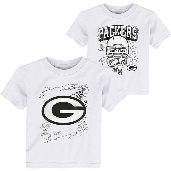 Toddler White Green Bay Packers Coloring Activity Two-Pack T-Shirt Set