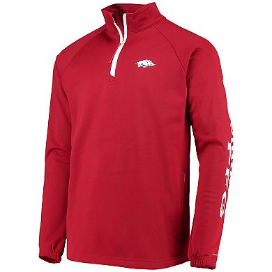 Men's Columbia Cardinal Arkansas Razorbacks Terminal Tackle Fleece Raglan Omni-Shade Quarter-Zip Jacket