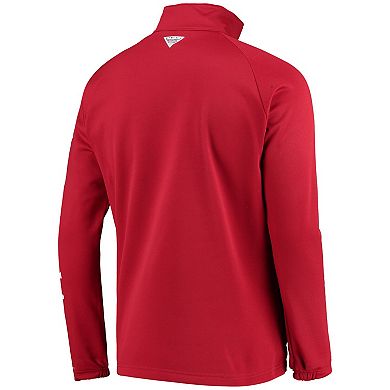 Men's Columbia Cardinal Arkansas Razorbacks Terminal Tackle Fleece Raglan Omni-Shade Quarter-Zip Jacket