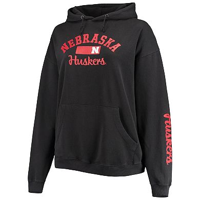 Women's Pressbox Black Nebraska Huskers Rock n Roll Super Oversized Pullover Hoodie